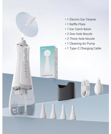 Ear Wax Removal Kit - Electric Ear Cleaner & DIY Water Pressure System | Safe & Efficient Ear Irrigation Tool for Earwax Removal (White - Buy Online on GoSupps.com