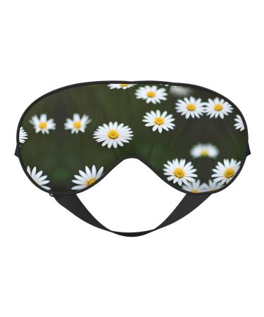 Wild White Daisy Flower Sleep Mask-Adjustable Breathable Fashionable Eye Mask for A Comfortable Sleep Experience