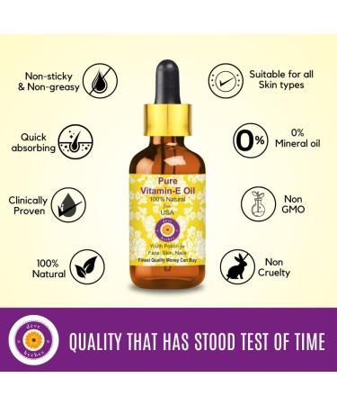 Deve Herbes Pure Vitamin E Oil 50ml with Glass Dropper 100% Natural Therapeutic Grade (1.69oz) - Buy Online on GoSupps.com