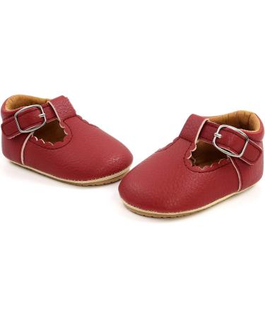 Infant First Walking Shoes: Anti-Slip Oxford Loafer Flats for Baby Girls Boys (0-6 Months) - PU Leather Sneakers in Red - Buy Online on GoSupps.com