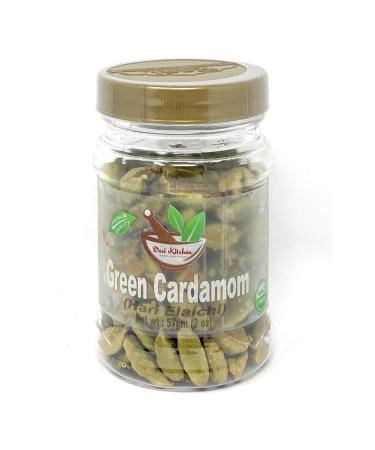 Desi Kitchen Spices All Natural | Salt Free | Vegan | NON GMO | Indian Green Cardamom Jumbo Pods - Seeds (Elaichi) 2oz Freshness and Aroma Guaranty