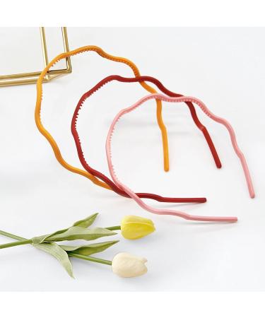 Lomy Plastic Headbands with Comb Teeth - 10 Pieces Bulk Plain Headbands for Women and Girls - 6mm Thin Wavy Headbands in 10 Colors - Buy Online on GoSupps.com