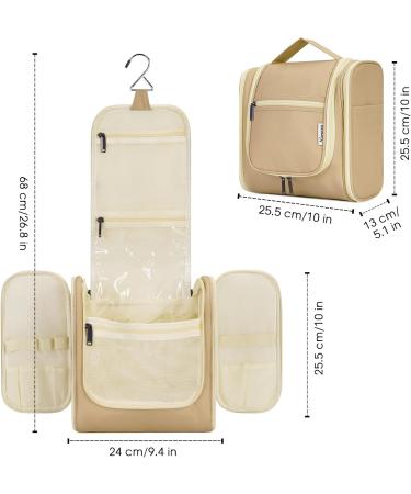 Brown Large Travel Hanging Toiletry Bag - Women's Cosmetic Organizer - Buy Online on GoSupps.com