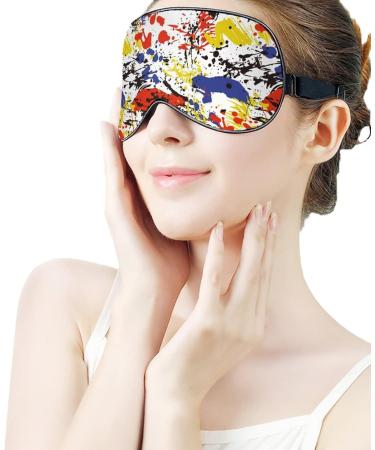 Colorful Ink Splashes Sleep Mask for Women | Adjustable Eye Shades with Elastic Strap | Perfect for Travel & Relaxation - Buy Online on GoSupps.com