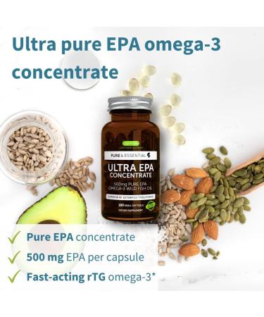 Pure & Essential Ultra Pure EPA Non-GMO Omega-3 Concentrate 500mg - 180 Small Softgels - Buy Online on GoSupps.com