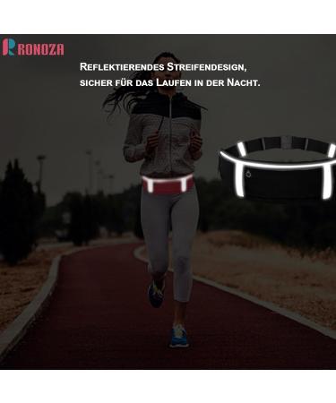 Ronoza Passel Waterproof Sports Belly Pocket for Cell Phones Adjustable with Headphone Connection Night Reflex Band Ideal for Jogging Fitness Hiking & Cycling (Black) - Buy Online on GoSupps.com