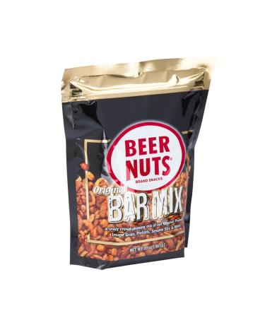 BEER NUTS Original Bar Mix - Crunchy Party Pretzels Cheese Sticks Sesame Sticks Roasted Corn Nuts & Salted Roasted Salty & Sweet Glazed Peanuts - Snack Chips Alternative - 20oz Resealable Bag Original Bar Mix 1.25 Pound (Pack of 1)