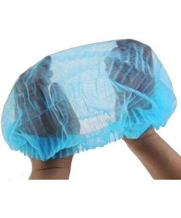 100 Pcs-21 Bouffant Disposable Hair Net Caps Bundle with Gloves - Blue (21 Inch) | For Microblading, Tanning, Food Service, Sleeping - Buy Online on GoSupps.com