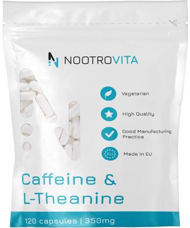 Caffeine l Theanin |350mg |120 capsules |Better concentration attention mood and vigilance |Vegan caffeine tablets 100mg with L-theanine 250mg |Nootrovita