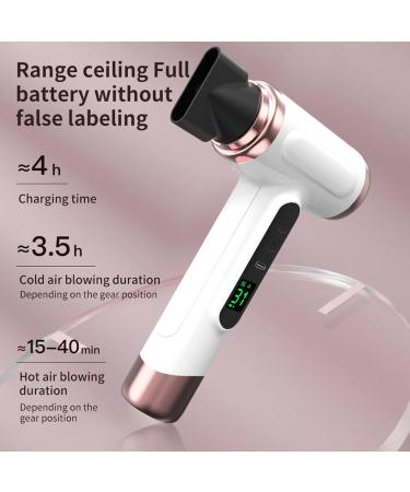 Cordless Ionic Hair Dryer with Digital Screen Rechargeable Blow Dryer with Nozzle Portable Blow Dryer for Curly Hair for Women Men Cordless Hair Dryer for Camping Dormitory US White - Buy Online on GoSupps.com