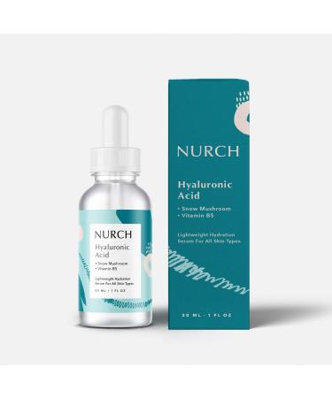 NURCH Pure Hyaluronic Acid Serum for Face + Vitamin B5 + Snow Mushroom | Natural & Lightweight for Anti-Aging | Vegan, Clean, & Fragrance Free | Moisturizer Hydrates Dry Skin & Reduce Fine Lines, 1 Oz 1 Fl Oz (Pack of 1)