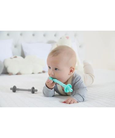 Teething Tube with Safety Shield - Baby Hollow Teether Sensory Toys - Food-Grade Silicone for Infant 3-12 Months - Boys Girls - 1 Pair + 4 Cleaning Brushes - Cyan & Orchid - Buy Online on GoSupps.com