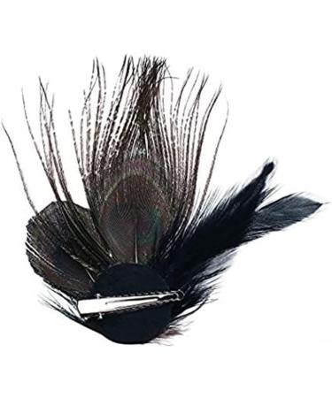 Feather Peacock Hair Clip Natural Feather Fascinator Barrette with Sparking Rhinestone Peacock Feather Hairpin Hair Accessories - Buy Online on GoSupps.com
