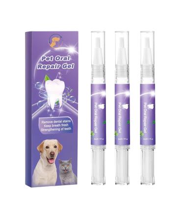 Pet Oral Repair Gel Cleaning Pet Clean Teeth Gel Pet Oral Restoration Whitening Gel Natural Dog Toothpaste Gel for Pet Oral Care 3pcs