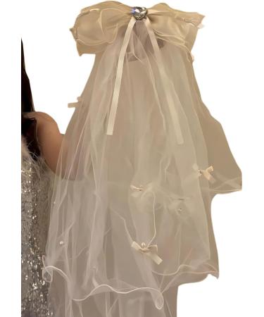 amangul Glowing Lace Veil Butterfly Party Cosplay Ghosted Bride Headwear Accessories Black/White Veil with Butterfly ws(White Bow Veil) - Buy Online on GoSupps.com
