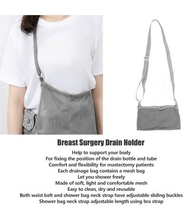 Mastectomy Drain Holder Pouch - Adjustable & Reusable Surgery Drainage Pouch with Shower Bag (Gray) - Buy Online on GoSupps.com