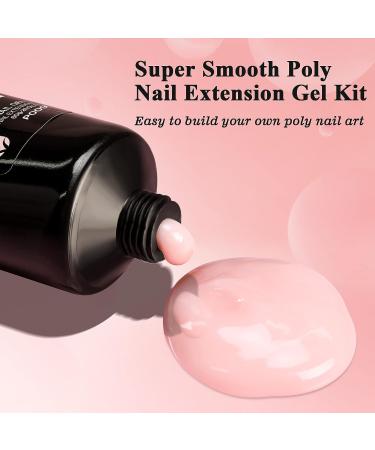 Morovan Poly Nail Gel Set - 2OZ Clear & Nude Pink Poly Extension Gel for Art Nails | Professional Colors - 60ML Extension Gel for Beginners - Buy Online on GoSupps.com