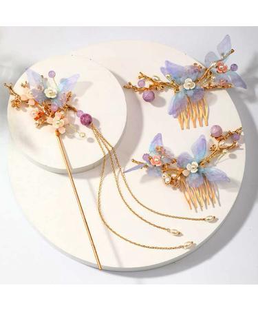 Rhinestone Pearl Flower Hair Stick with Tassel - Chignon Hair Fork for Women - Gift for Girls - Buy Online on GoSupps.com