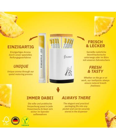 Miracle Toothpick - Pack of 100 Individually Wrapped Pineapple Flavored Toothpicks + Dispenser | Fresh Breath & Oral Hygiene Aid - Buy Online on GoSupps.com