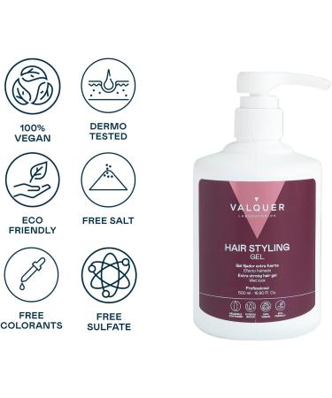 Valquer Profesional Hair Fixing Gel. Hair Gel. Vegan and Sulfate Free. Hair Gum. Hair Fixing. Define Hairstyle. Wet Effect - 500 Ml - Buy Online on GoSupps.com