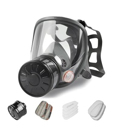 AMZYXUAN Full Face Gas Mask Gas Masks Survival Nuclear and Chemical with 40mm Activated Carbon Filter Reusable Respirator Mask for Gases Vapors Dust Chemicals