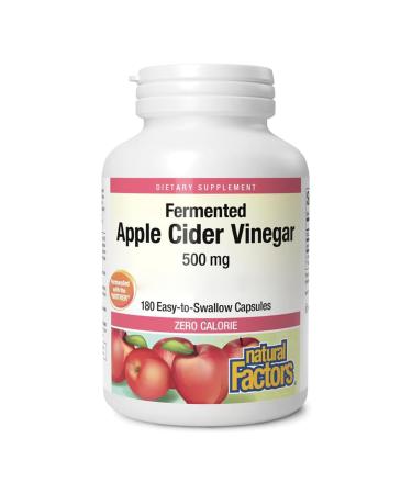Natural Factors Apple Cider Vinegar 500mg High Dosed 180 Vegan Vegetarian Soy Free Gluten Free Non-GMO