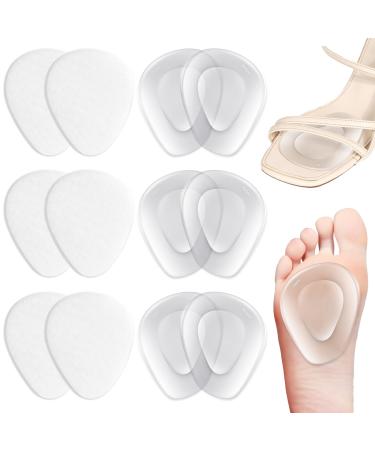 Shynek 12 Pcs Metatarsal Pads 6 Pcs Gel Forefoot Pads for Women & 6 Pcs Felt Metatarsal Foot Pads Adhesive Ball of Foot Cushions for Women and Men Pain Lessen Morton's Neuroma Foot Pads (White)