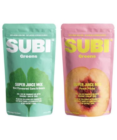 SUBI Best Green Superfood NOT FLAVOURED VEGETABLE AND DAILY GREENS REPLACEMENT Raw Ingredients: Morning Energy Booster 40 Day Supply & Best Green Superfood Peach Morning Energy Booster 40 Day Supply Morning Energy Booster + Energy Booster