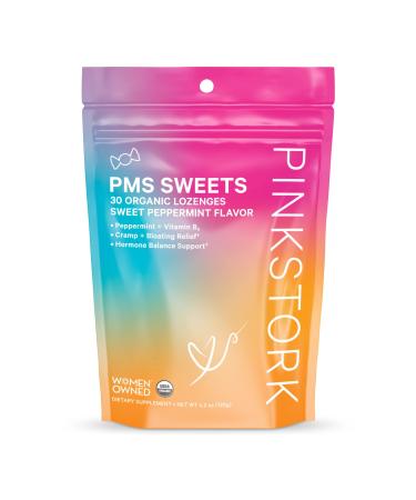 Pink Stork PMS Sweets: Lite Peppermint, 100% Organic Hard Candy for Period Relief, Vitamin B6, PMS Relief from Bloating, Cramping, Heavy Flow, Nausea, + Hormonal Migraine, Women-Owned, 30 Lozenges - Buy Online on GoSupps.com