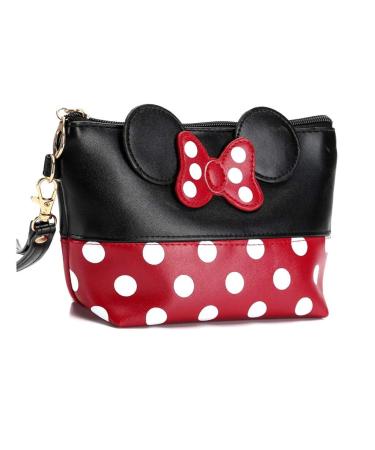 Boyigog Mouse Ears Style Pat cosmetic bag - women make -up bag cartoon mini wallet for handbag makeup bag keys headphones lipstick (red black) - Buy Online on GoSupps.com