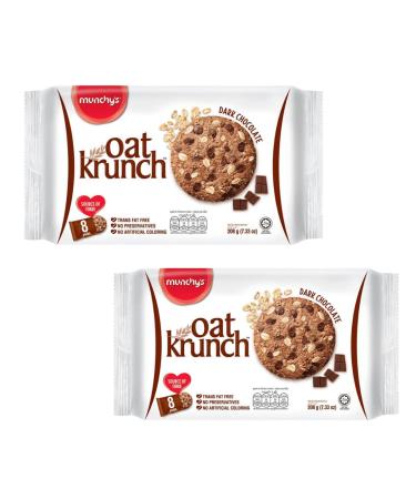 Munchy's Oat Krunch Biscuit - Dark Chocolate Flavour Crunchy Oat Biscuit Snacks 208g (Pack of 2) HALAL
