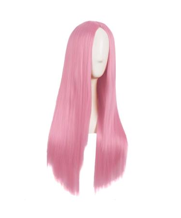 MapofBeauty 28 Inch Women's Long Straight Synthetic Wig in Light Hot Pink - Buy Online on GoSupps.com