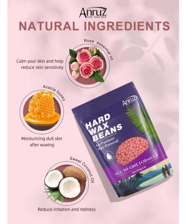 Anruz Waxing Pearls for Sensitive Skin - 453g Rose Wax for Home Hair Removal | 20 Applications for Armpit Brazilian Bikini & Leg | Perfect for Wax Warmers - Buy Online on GoSupps.com