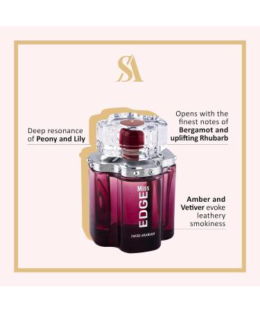 Swiss Arabian Miss EDGE - Luxury Products From Dubai - Long Lasting Addictive Personal EDP Spray Fragrance - Seductive Signature Aroma - 3.4 Oz - Buy Online on GoSupps.com