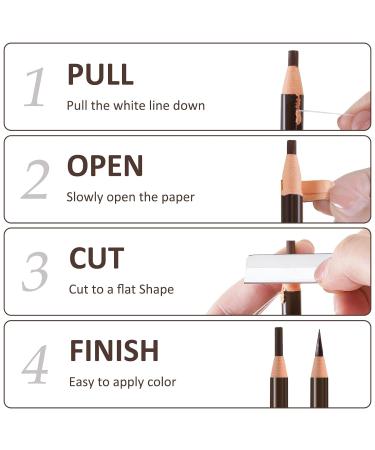 Waterproof Eyebrow Pencil Set - 5 Pcs Long Lasting Smudge Proof Eyeliner in Dark Brown - International Shipping Available - Buy Online on GoSupps.com