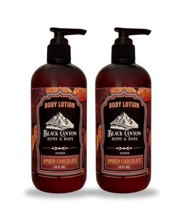 Black Canyon Amber Chocolate Scented Body Lotion with Lanolin and Jojoba Oil 12 Oz (2 Pack)