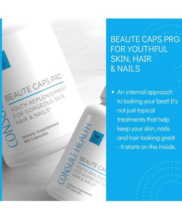 Consult Health Beaute Caps Pro - Supports Hair Growth Skin & Nail Health - Collagen Vitamins B6 B7 B12 D & 10 500 mcg Biotin - MSM Blood Orange - Anti-Aging - USA Made - Women & Men 60 Capsules 60 Count (Pack of 1) - Buy Online on GoSupps.com
