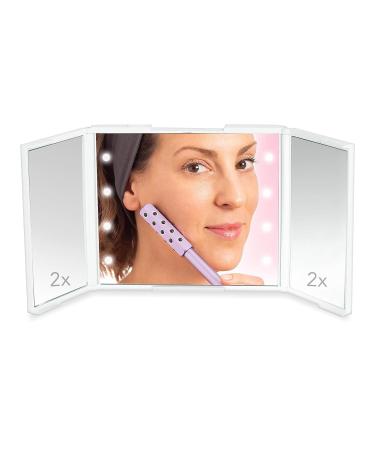 Compact Trifold LED Mirror - Portable Makeup Mirror with Bright Lighting - Buy Online on GoSupps.com
