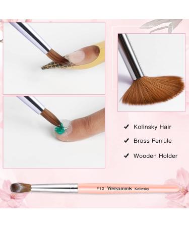 Pure Kolinsky Acrylic Nail Brush Size 12 - Pink Wood Handle - Professional Manicure Tool for DIY Home Salon - Cherry Blossom Pink - Buy Online on GoSupps.com