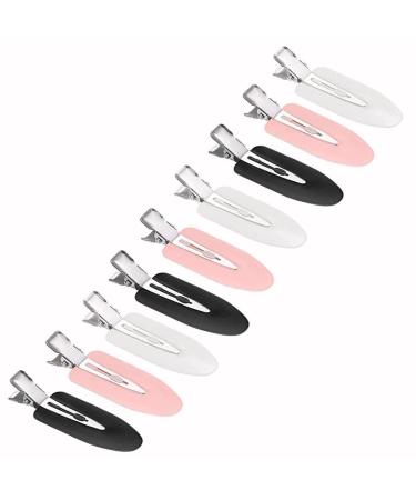 Jeopoom hair clip 9 pieces seamless curl clips hair pin no bend hair clip for hair styling make-up (pink white black) 2 pink white black