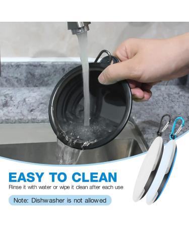 Foldable Travel Dog Bowls - 2 Pack Portable Silicone Feeding Bowls with Lids & Hooks - Ideal for Dogs & Cats on Hikes & Camping (Large Black & Blue) - Buy Online on GoSupps.com