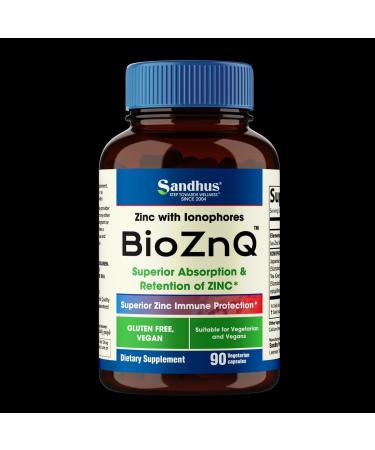 SPEC BioZnQ (Bio Zinc) Zinc with Ionophores for Immune Protection Highly Absorbable Bioavailable Antioxidant Muscle Function Healthy Aging Bone and Skin 90 Vegetarian Capsules