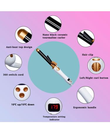 1 Inch Rotating Curling Iron - 360 Automatic Instant Heat Wand Dual Voltage Auto-Off | Perfect for All Hair Types - Buy Online on GoSupps.com