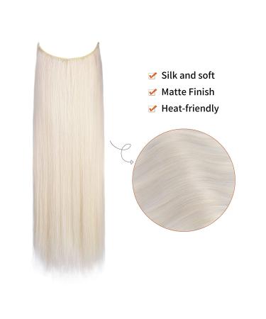 REECHO 24 Inch Invisible Wire Hair Extensions - Adjustable Transparent Headband, Removable Clips, White Blonde - Buy Online on GoSupps.com