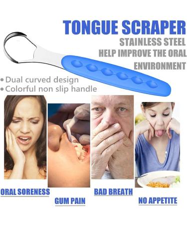 Stainless Steel Tongue Scraper Set for Adults & Kids - Oral Self Care Pack for Bad Breath - 2pcs with Travel Case - Medical Grade Tongue Cleaner - Buy Online on GoSupps.com