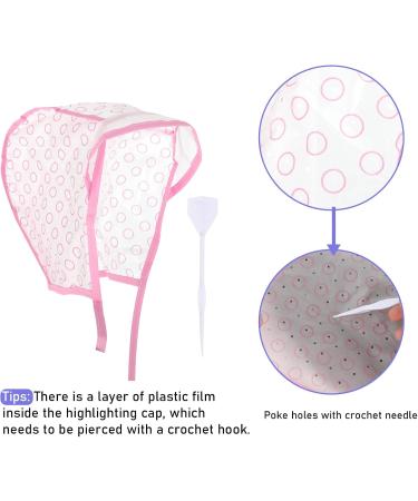 Bewudy 2 Sets of Hair Coloring Kits Hair Highlighting Caps Hair Dye Cap Disposable Hair Art Frosting Cap with Plastic Crochet Hook and Hair Dye Brushes for Salon Hair Dyeing Hairdressing (Pink) - Buy Online on GoSupps.com