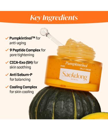 SAEKDONG SEOUL Pumpkintinol Pore Jelly Cream 2-in-1 Cooling Moisturizer & Sleeping Pack | Clinically Proven Face Lifting & Pore Tightening | Hydrating Firming & Puffiness-Reducing (1.69 fl.oz) - Buy Online on GoSupps.com