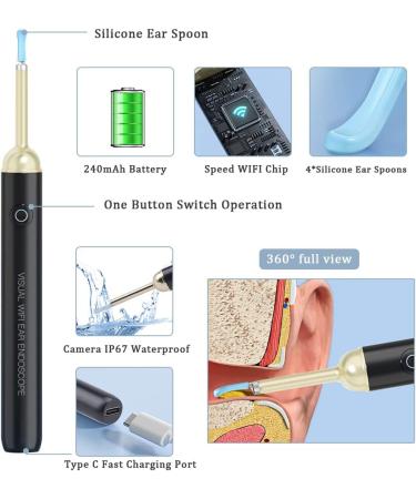 Wireless 1080P FHD Ear Wax Removal Tool Camera with LED | Smart Visual Ear Cleaner | IP67 Waterproof WiFi Otoscope for iPhone, iPad, Smart Phone | Includes 7 Ear Picks - Buy Online on GoSupps.com