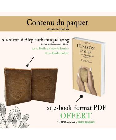  HayaT-Orient Traditional Aleppo Soap 200g - Pack of 2 - 60% Olive Oil & 40% Laurel - Handmade Natural & Moisturizing - Care for Sensitive Skin Face & Body Anti-blemish - Buy Online on GoSupps.com