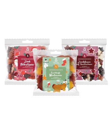 naschlabor Set of 3 Christmas Juice Bears 450g | Christmas Kit with Rubber Bears | 3 Delicious Varieties of Fruit Candy to Taste or Gift | Perfect for the Christmas Period